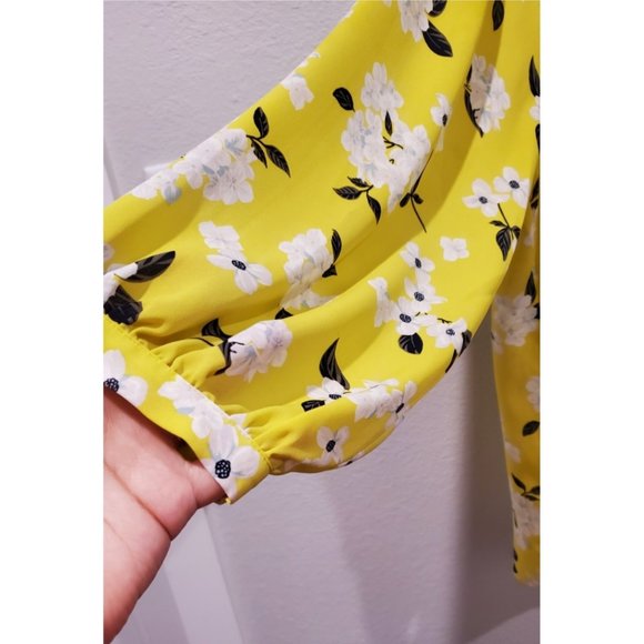 LOFT Yellow Floral Long Sleeve Blouse - Picture 3 of 4